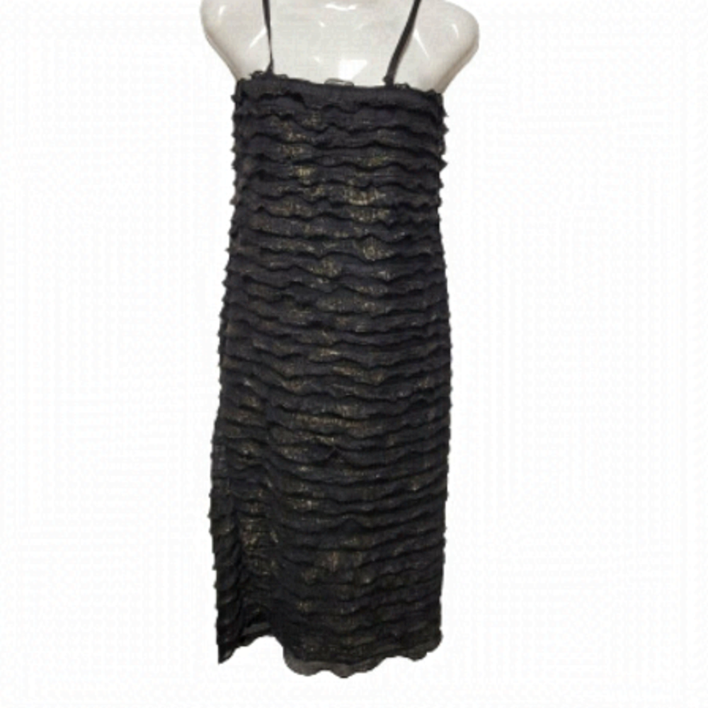 Spaghetti Strap Gold And Black Frilly Dress Sizes XS   S   M